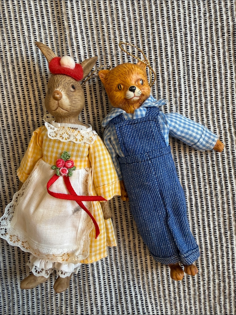 Vintage Lloyd’s of London Billy & Betsy Porcelain Cat & Bunny Doll Pair Set
